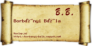 Borbényi Béla névjegykártya